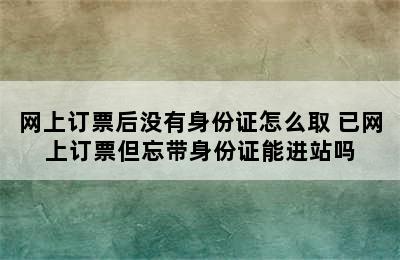 网上订票后没有身份证怎么取 已网上订票但忘带身份证能进站吗